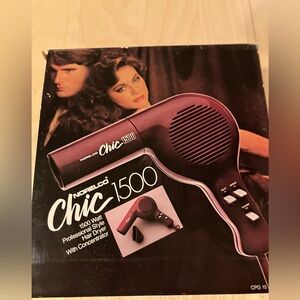 NEW in Box Norelco Chic 1500 Hair Dryer - Burgundy 1982 Vintage Rare